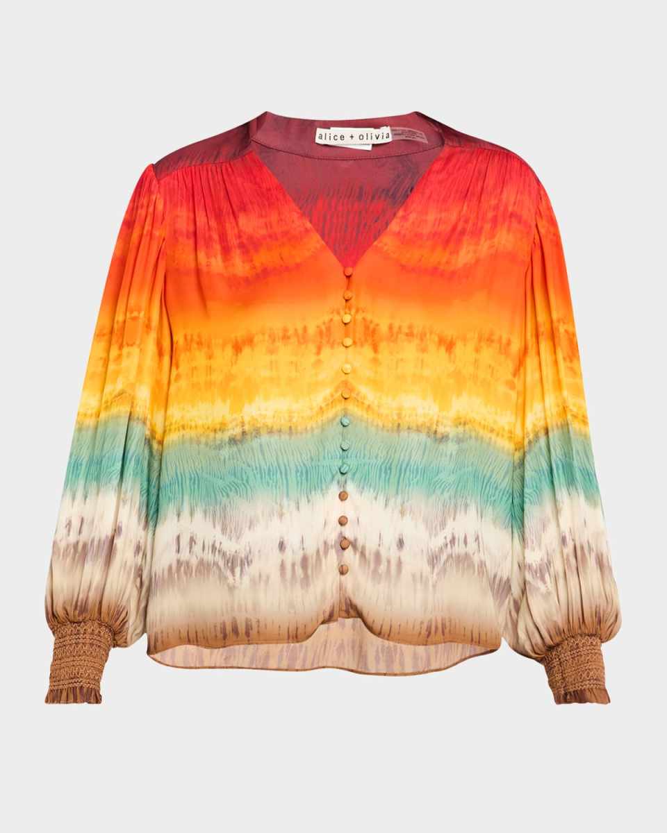 Serena Mandarin-Collar Blouse